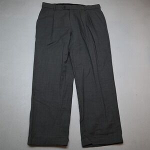 Enro 36x30 Gray 100% Wool Pleated Cuffed Classic Dress Mens Pants